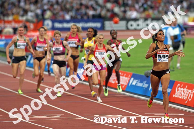 Brenda Martinez wins the 800 metres,  2013 IAAF Diamond League, Sainsbury's Anniversary Games, Queen Elizabeth Olympic Park, London.